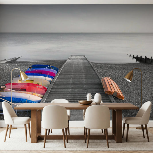 Kayaks on Pier Wall Mural