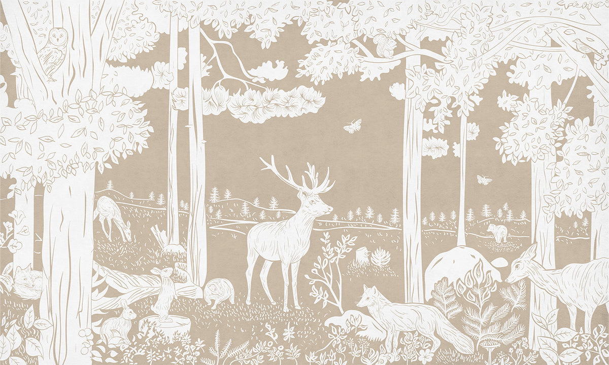 Monochrome Forest Brown Wall Mural in your room
