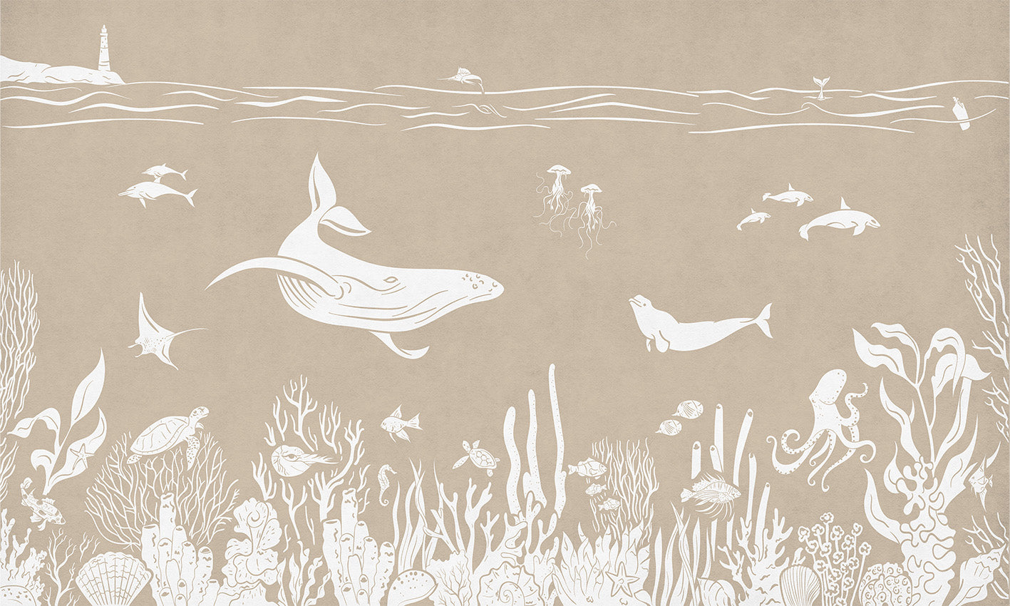 Monochrome Sea Brown Wall Mural