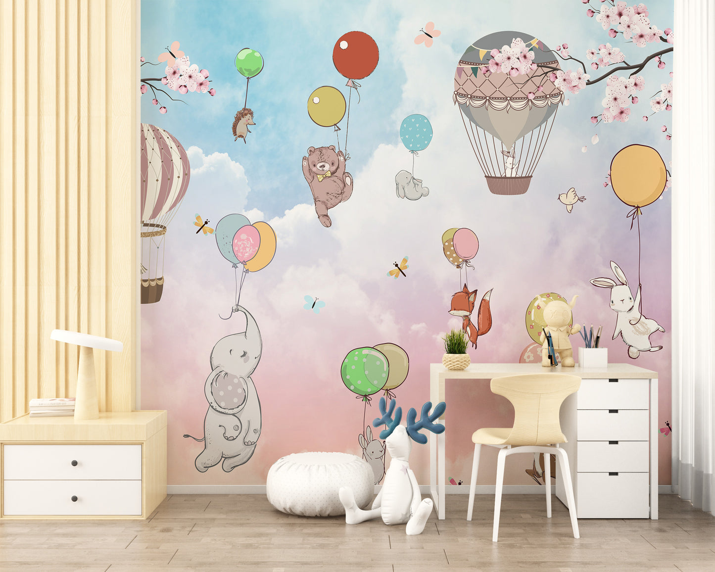 Kids Animals Hot Air Balloon Wallpaper - Giffywalls