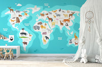 Kids Blue Ocean Map Wallpaper Mural - Giffywalls
