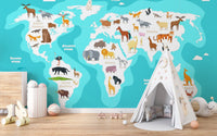 Kids Blue Ocean Map Wallpaper Mural - Giffywalls