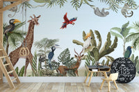 Kids Jungle Safari Wallpaper Mural - Giffywalls