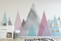 Minimalist mountain wallpaper mural with a matte finish and clean lines.