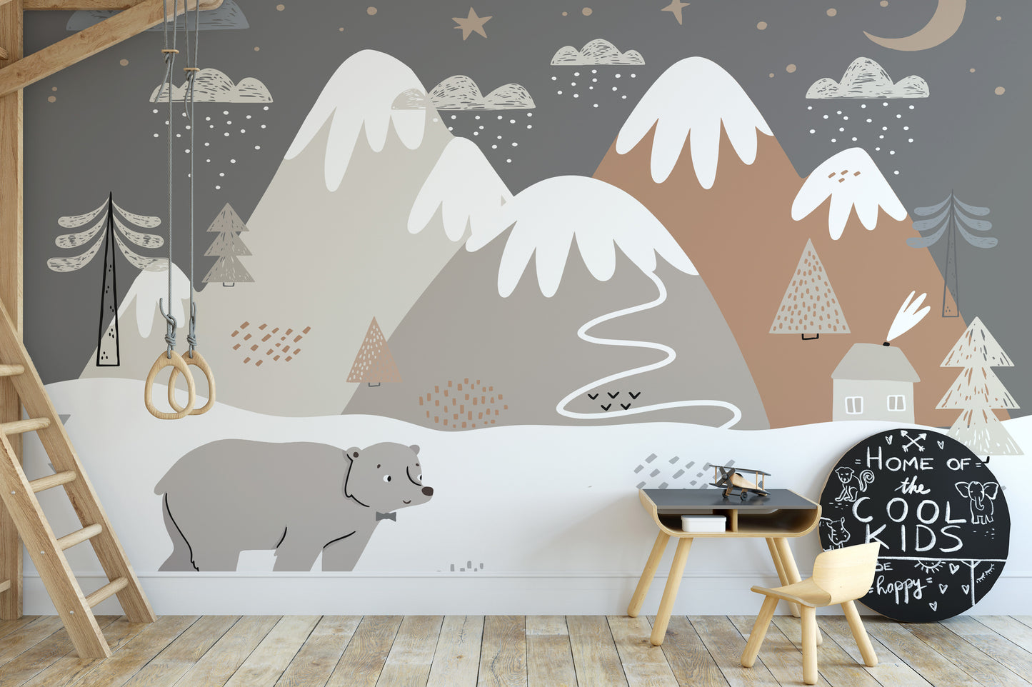 Kids Room Bear Snow Wallpaper Murals - Giffywalls
