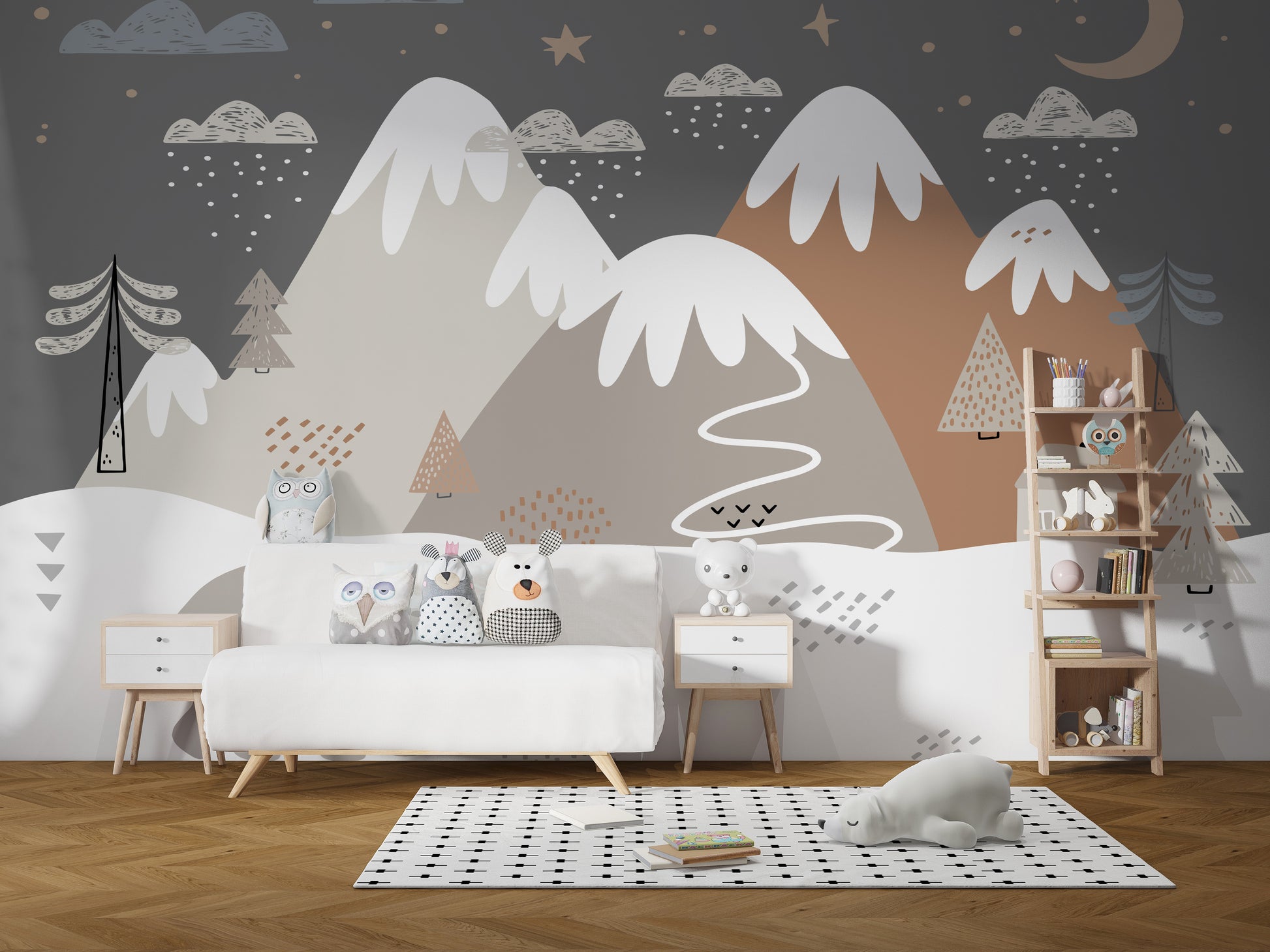 Kids Room Bear Snow Wallpaper Murals - Giffywalls