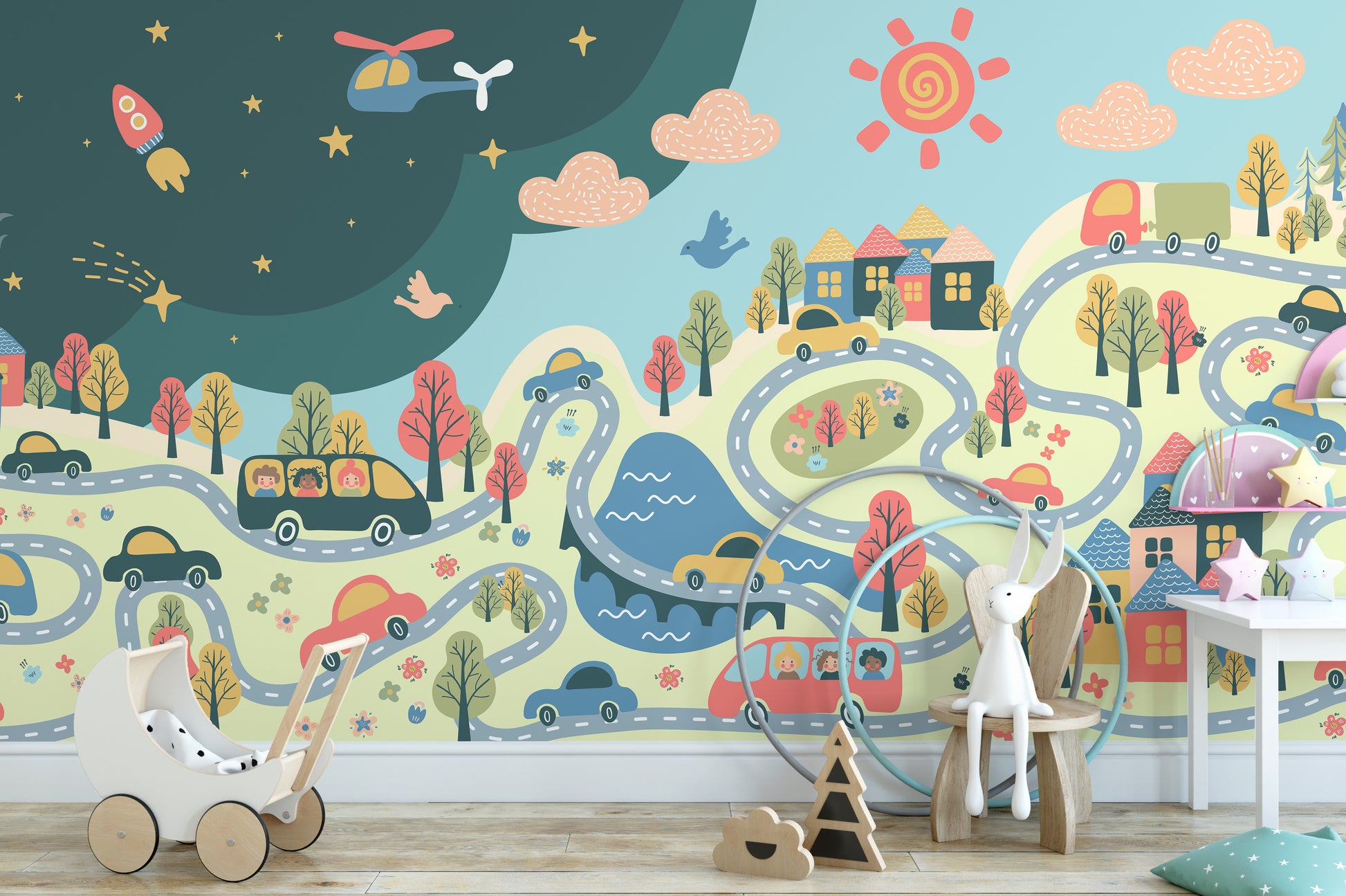 Kids Room City View Wallpaper Murals - Giffywalls