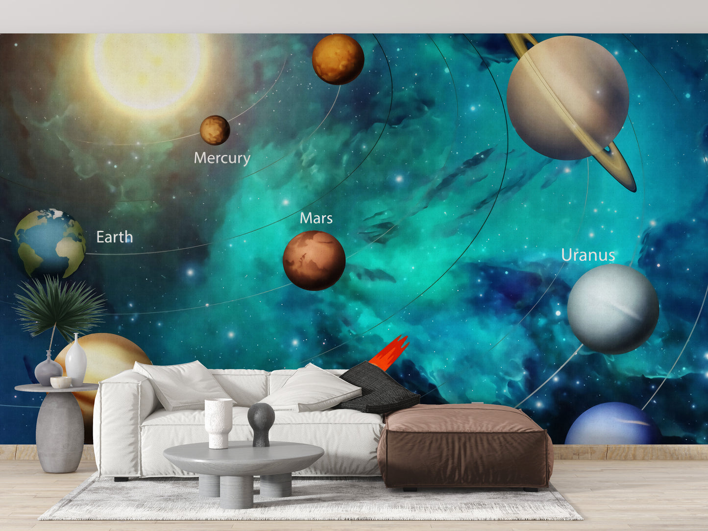 Kids Solar System Planets Wallpaper Mural - Giffywalls