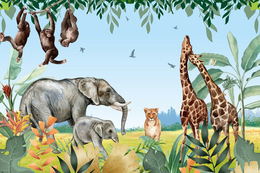 African Safari Jungle Animals Wallpaper Mural
