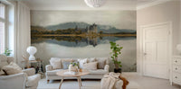 Kilchurn Castle wall mural reflecting in calm lake

