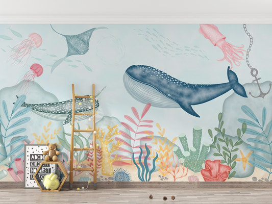 Killer whale swimming in ocean wallpaper