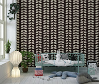 Adorable Kissing Doves wallpaper pattern, cream birds on dark backdrop.