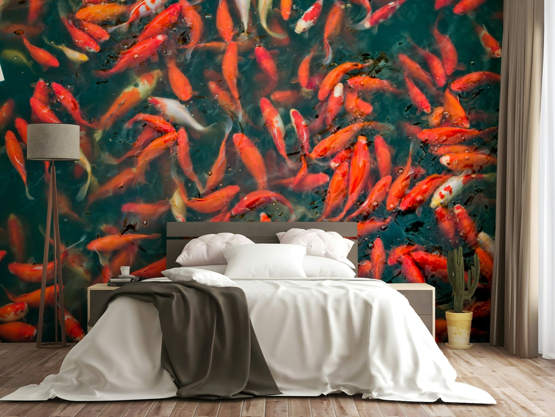 Lush aquatic plants.

