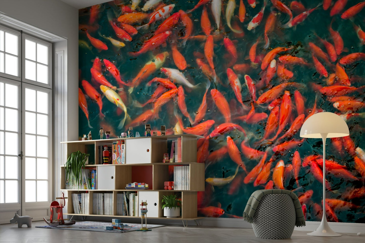 High-resolution image of a koi pond.

