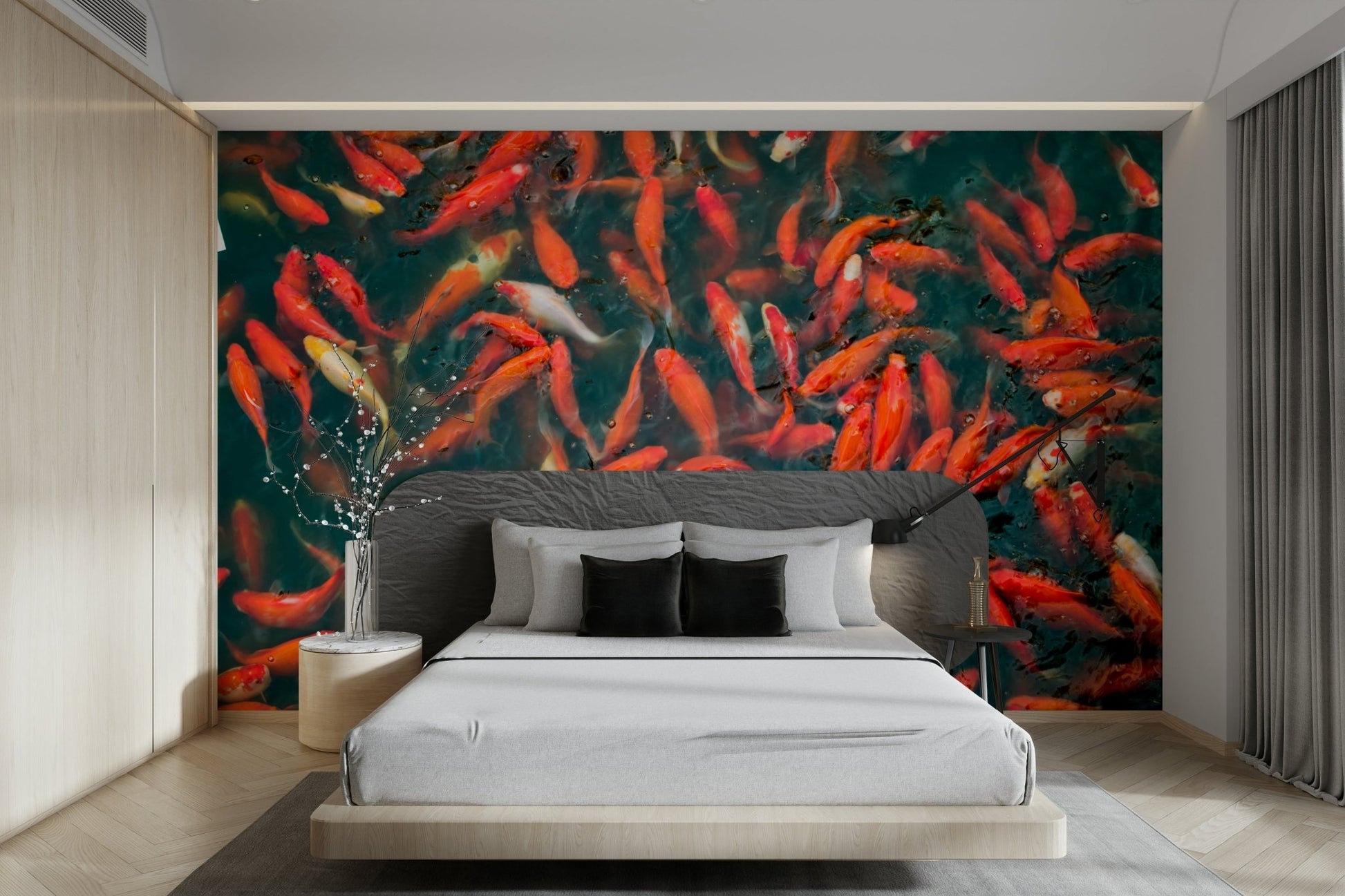 Colorful scales (oranges, whites, reds, blacks).

