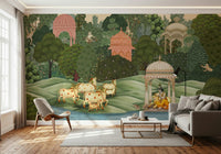 Krishna’s Sanctuary mural design with balanced, soothing tones