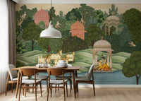 Krishna’s Sanctuary wall mural as a bedroom accent wall