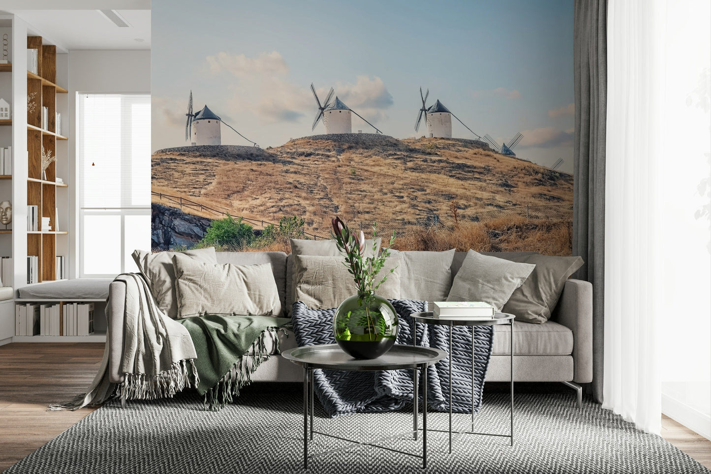 Spain's La Mancha Windmills vista décor wallpaper mural scene.