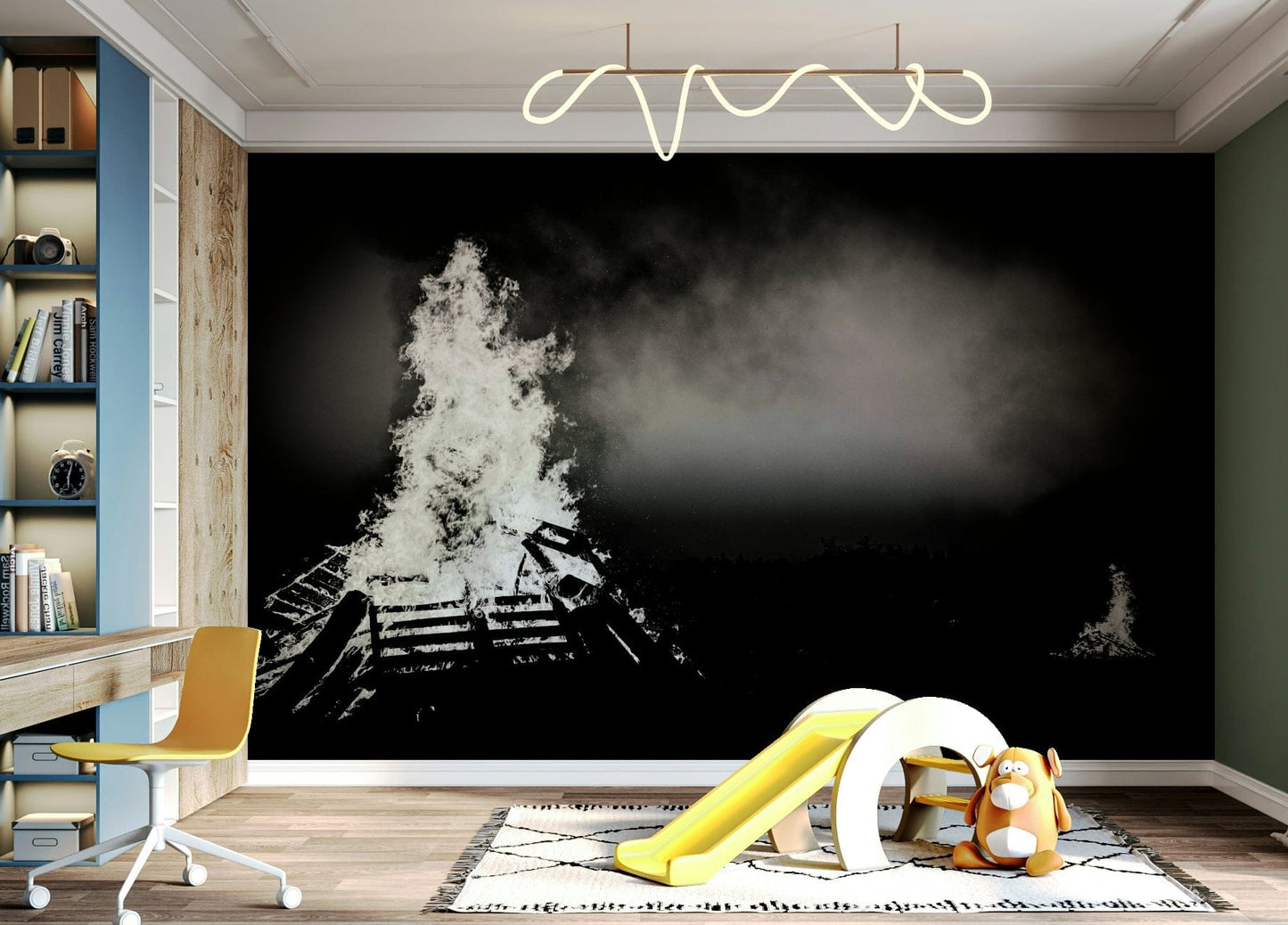An artistic warm glow mural for home decor.

