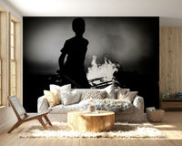 A beautiful festival bonfire wallpaper mural for a modern home.


