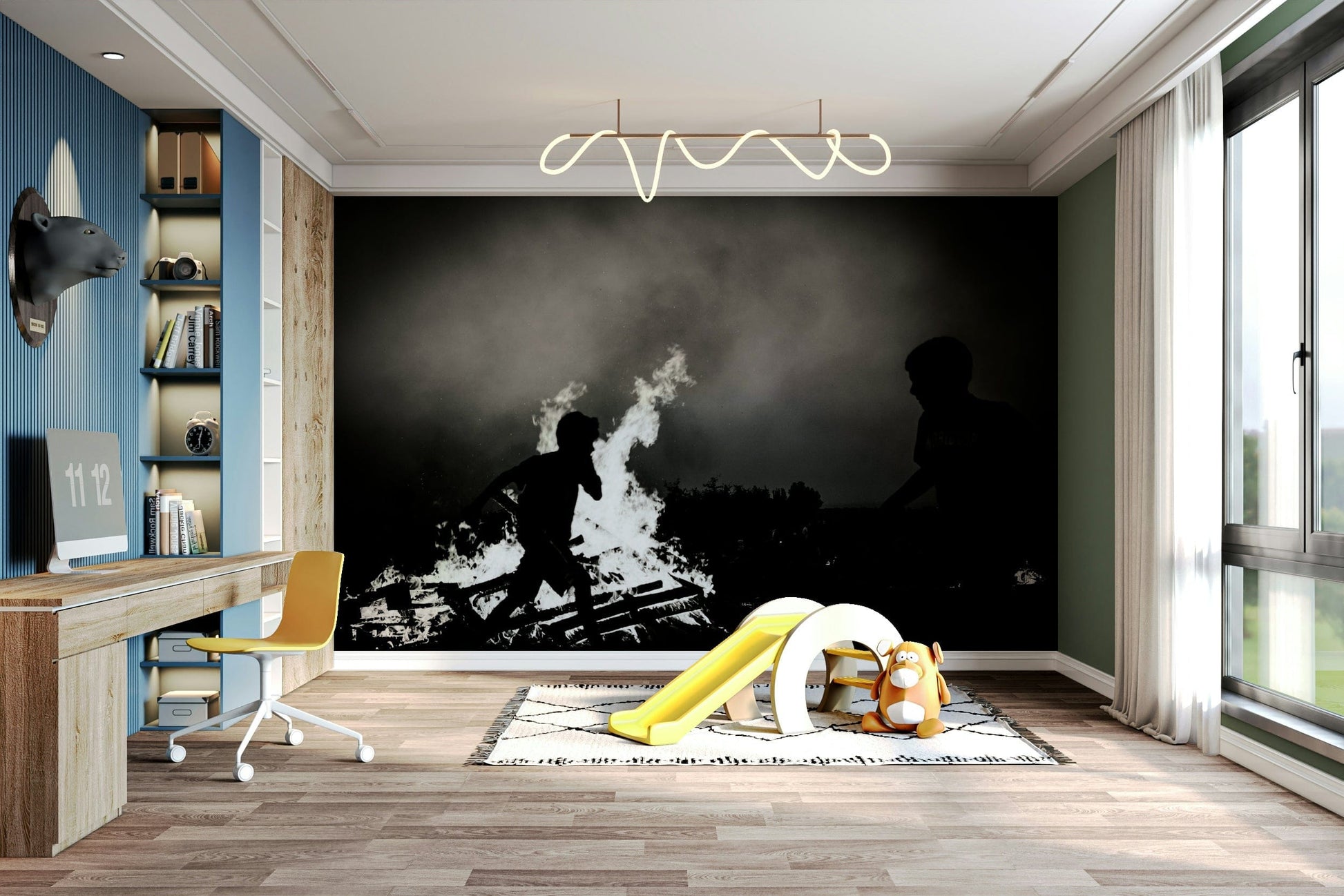 A beautiful mystical scene wall mural for a living room.

