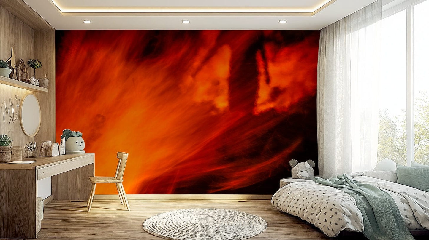 A peaceful night festival mural on decorative wallpaper.

