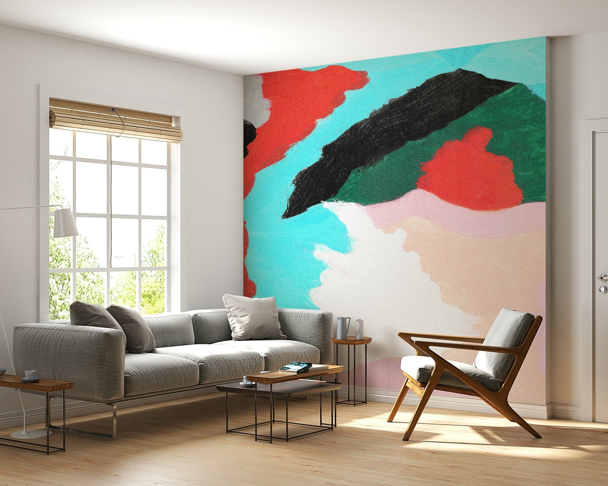 Artistic design wallpaper. Lagoon Wall statement wall covering print.