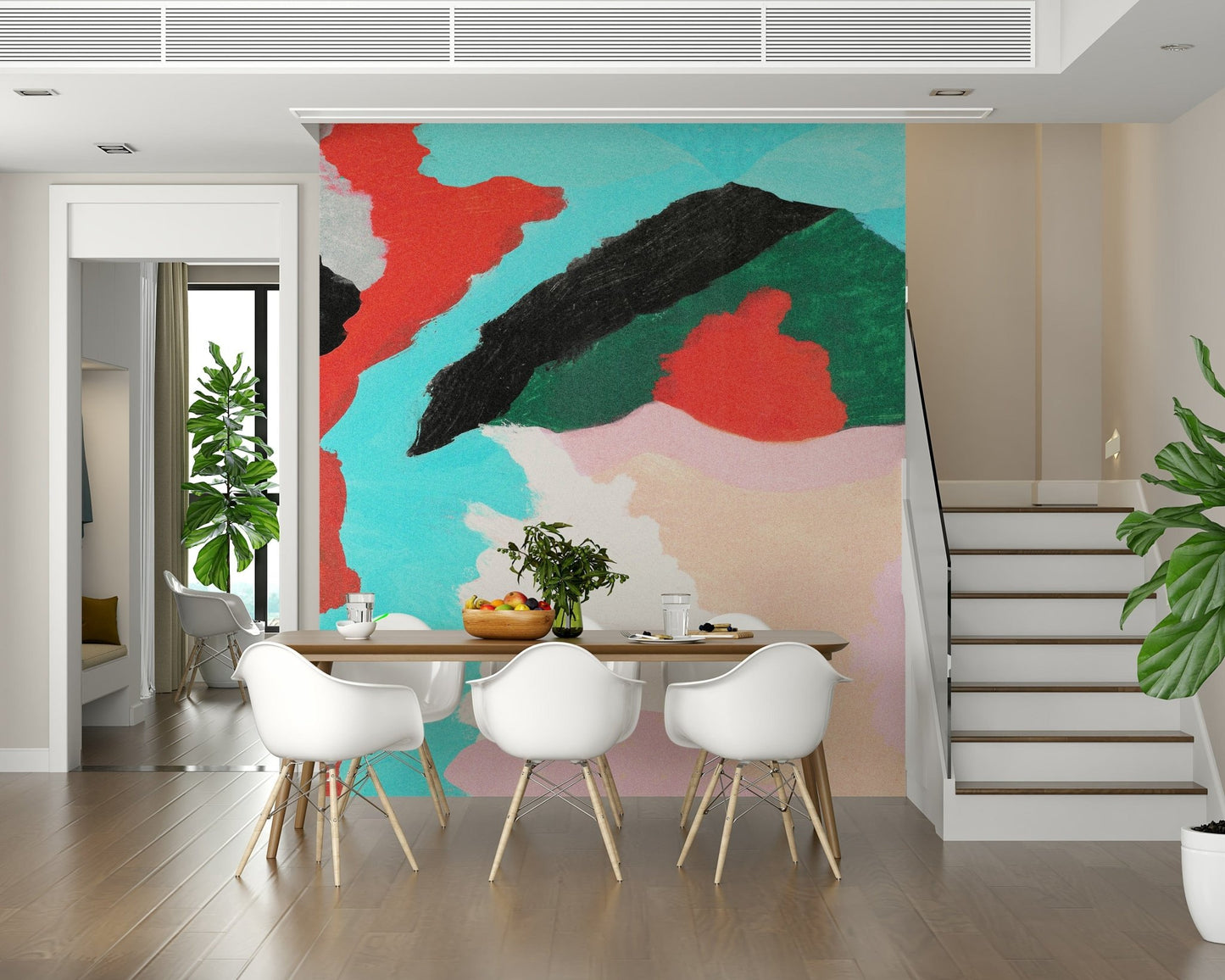 Textured painterly surface wallpaper. Lagoon Wall striking decoration.