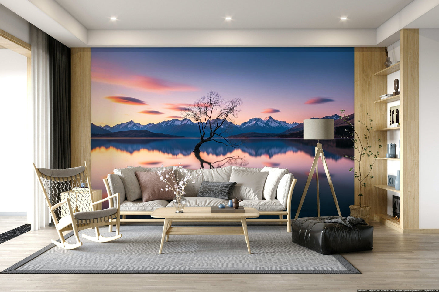 Mountain range backdrop, Lake Serenity Dusk, awesome photographic wallpaper.