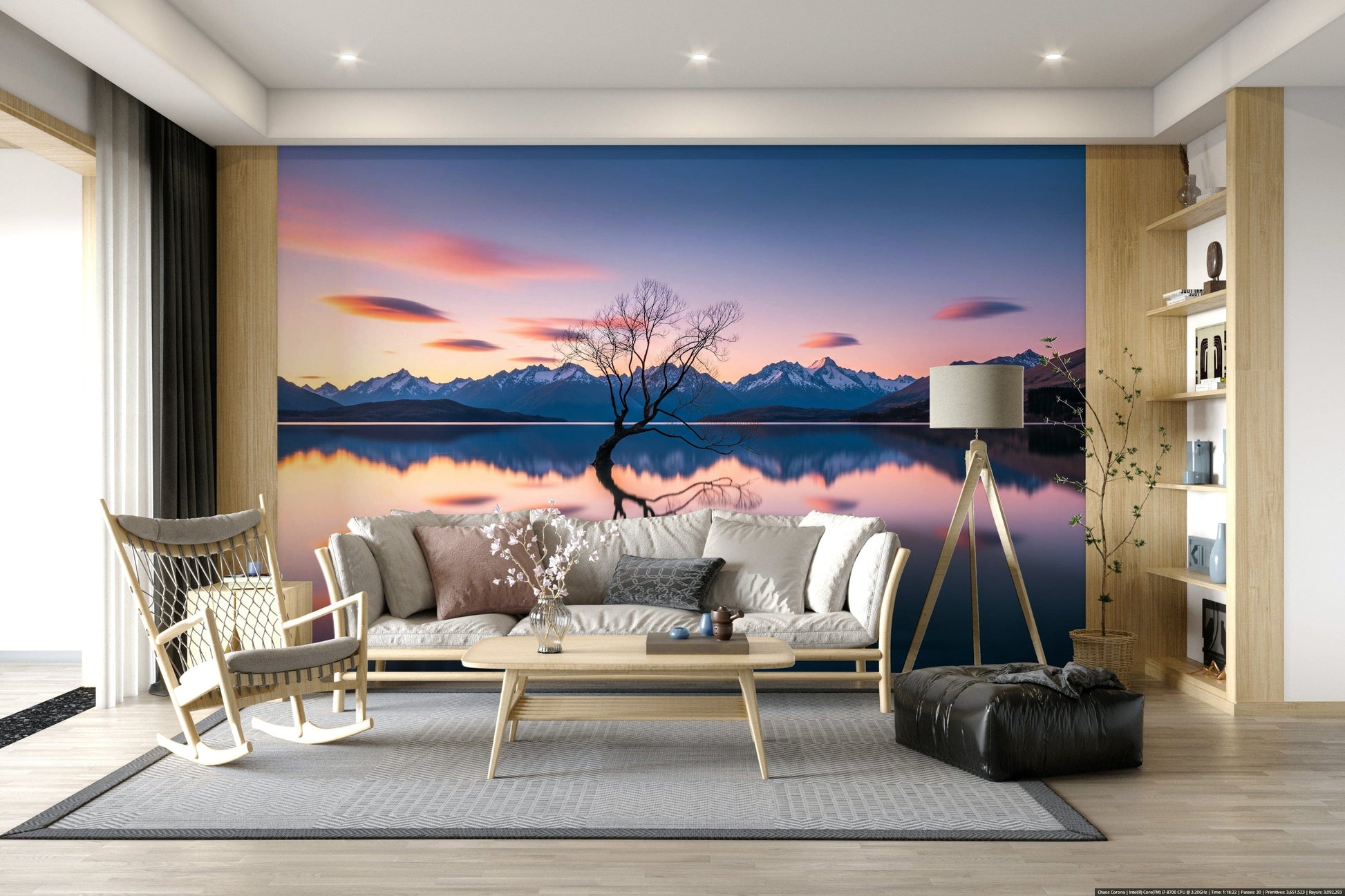 Mountain range backdrop, Lake Serenity Dusk, awesome photographic wallpaper.