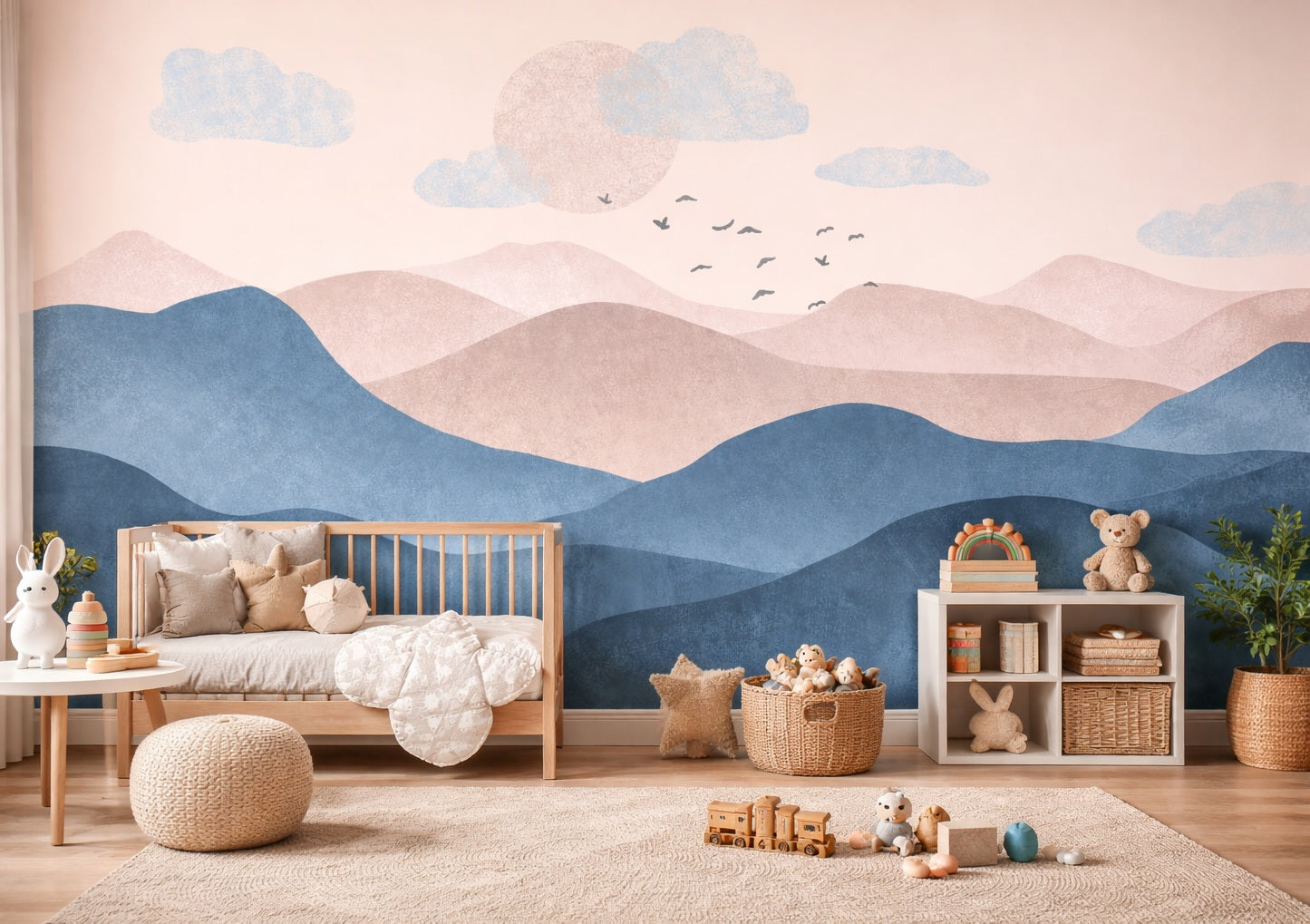 Landscape Blue Pink Mountain Wallpaper