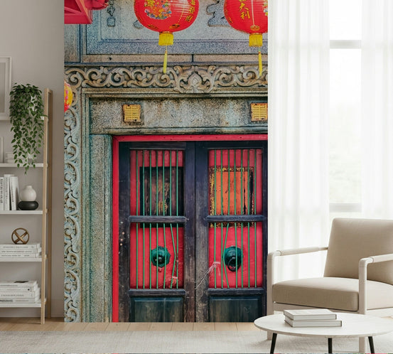 Lantern Entrance stone archway wallpaper for walls.