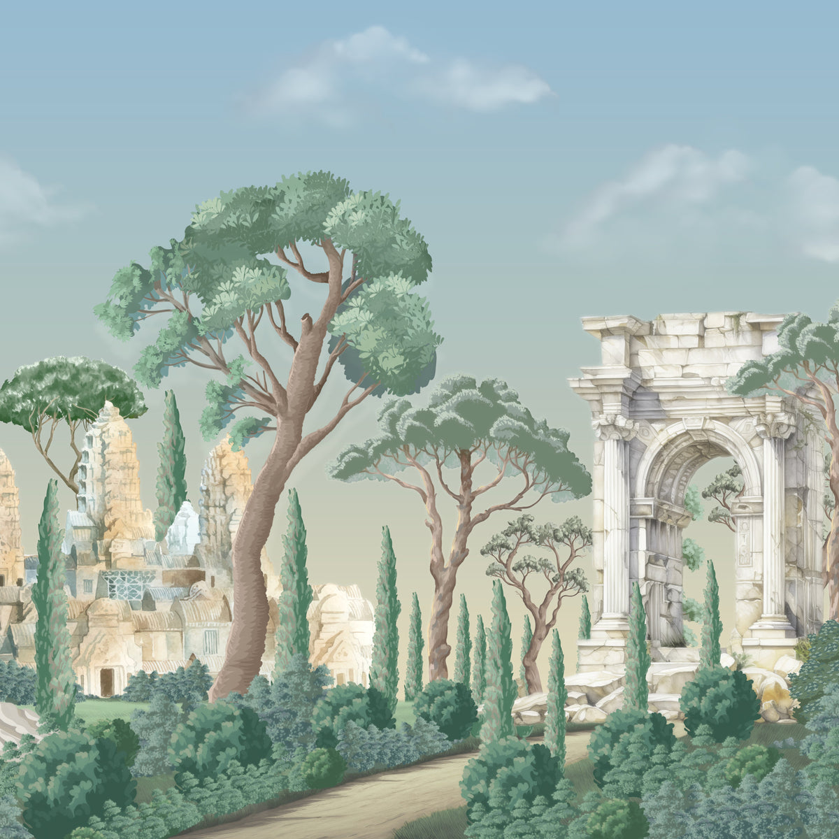 Antique Arch & Temple Wallpaper Mural in your room
