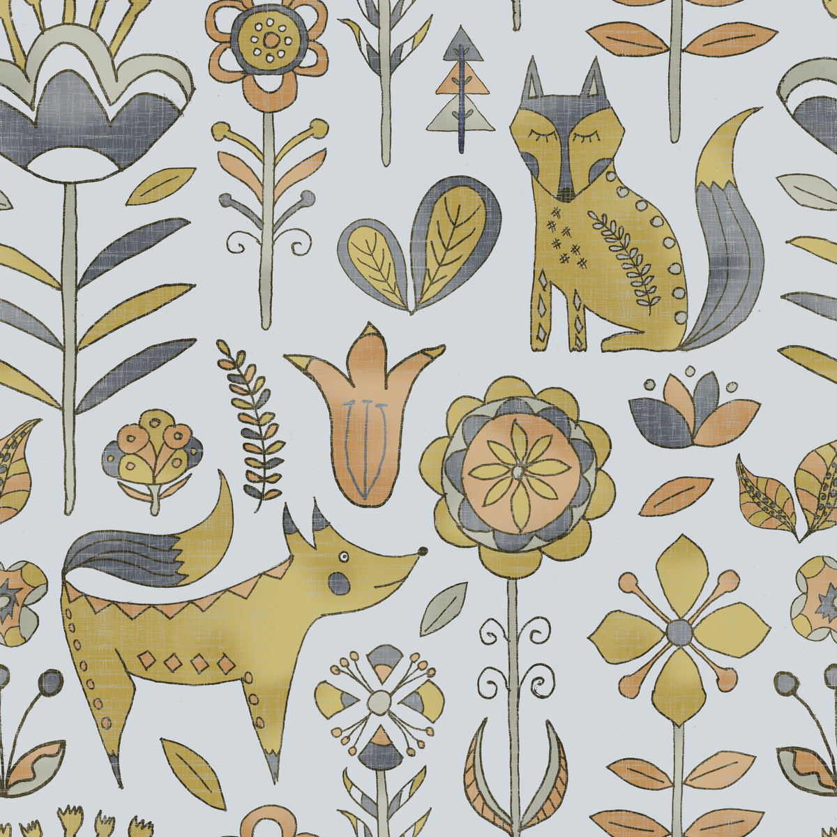 Foxes in the meadows golden gray Wallpaper in your room