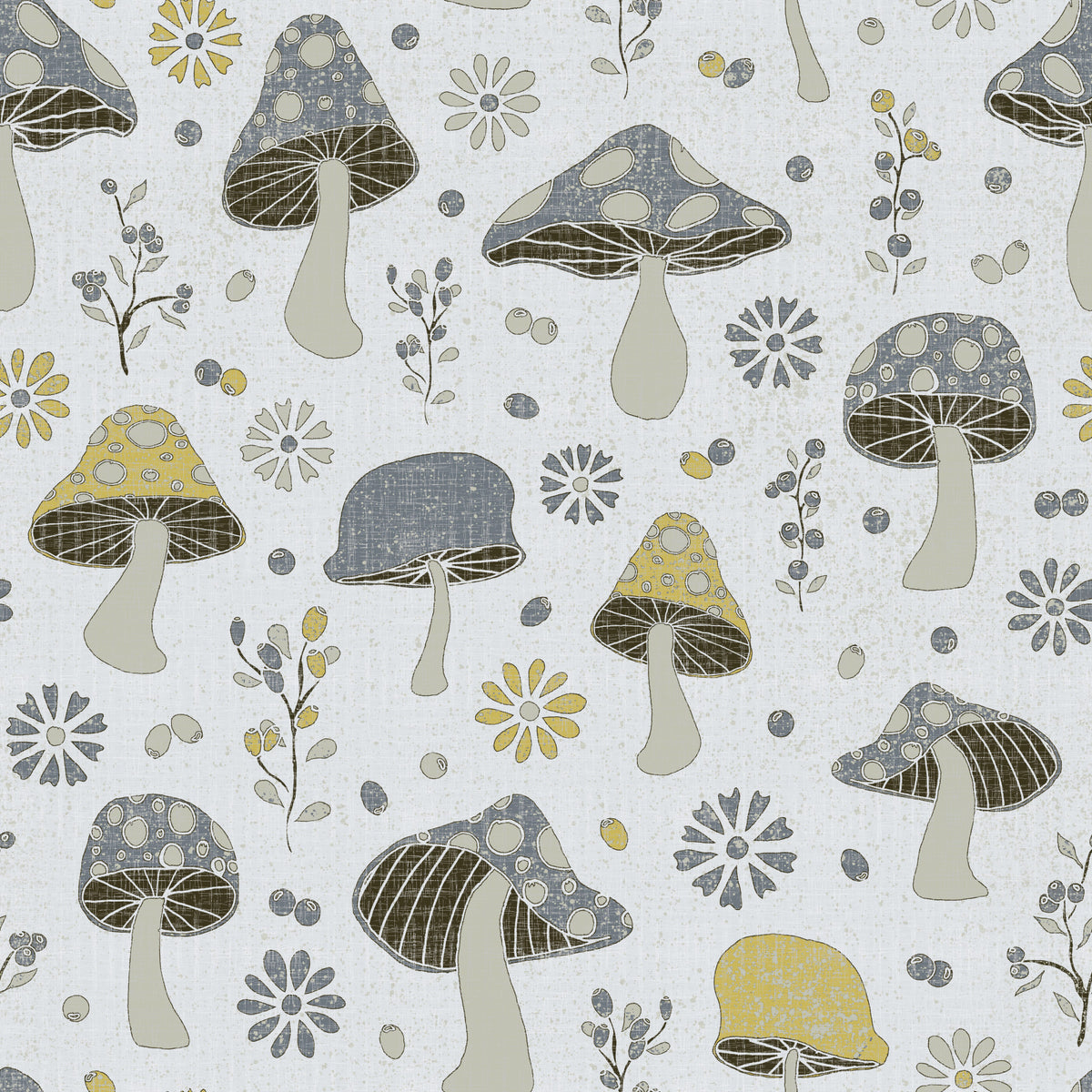 Golden Gray Mushrooms Wallpaper