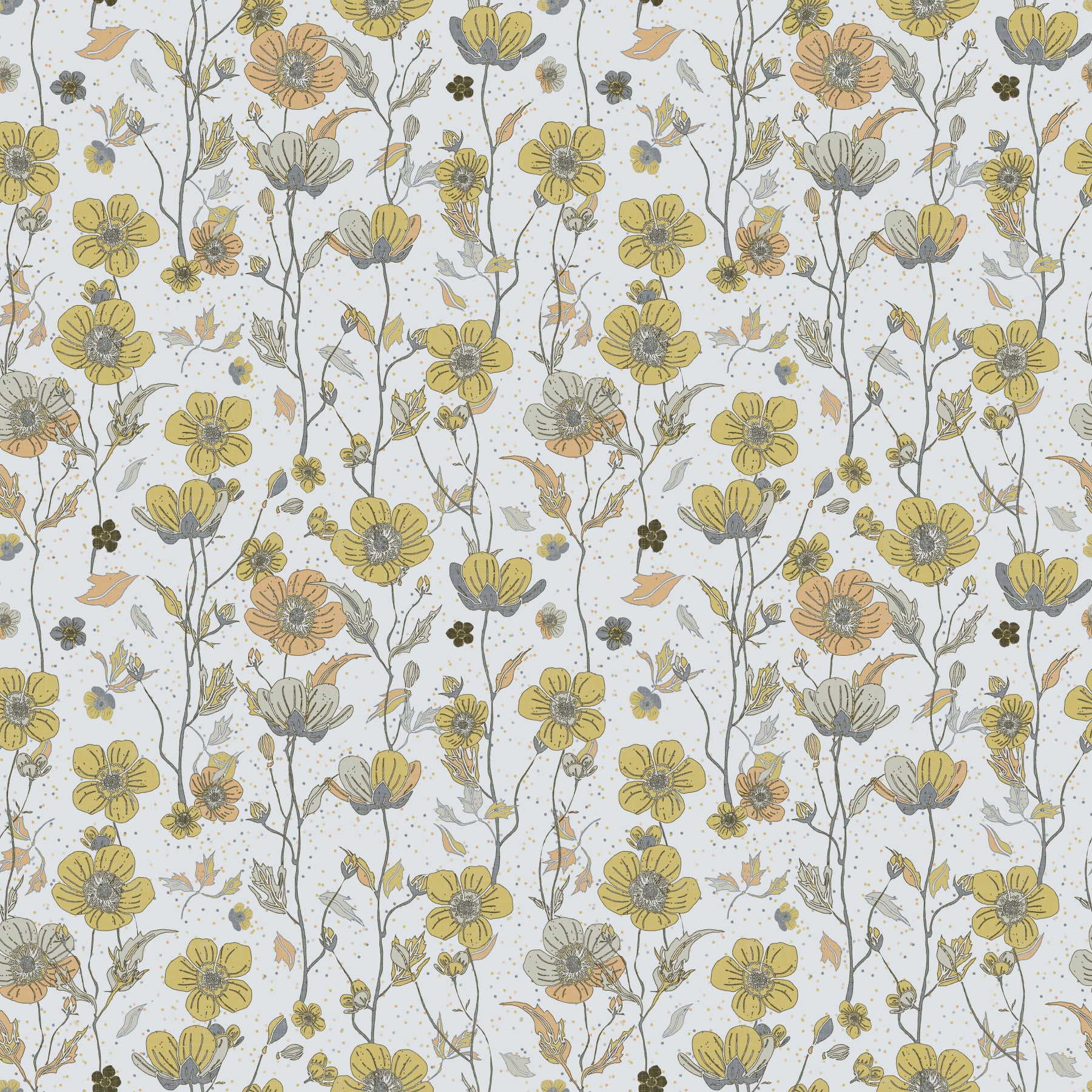 Buttercups Garden Golden and Gray Wallpaper in your room — zoomed