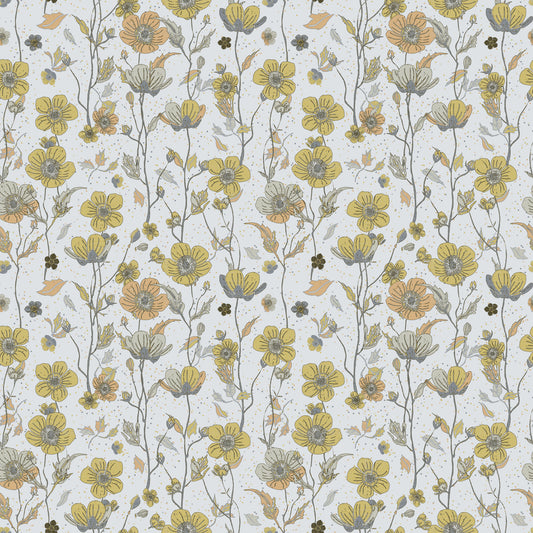 Buttercups Garden Golden and Gray Wallpaper