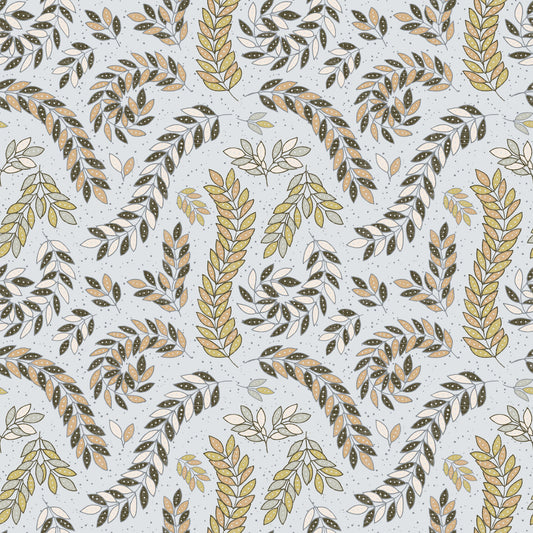 Vintage Foliage Golden and Gray Wallpaper