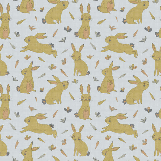 Bunnies and Rabbits Golden Gray Wallpaper