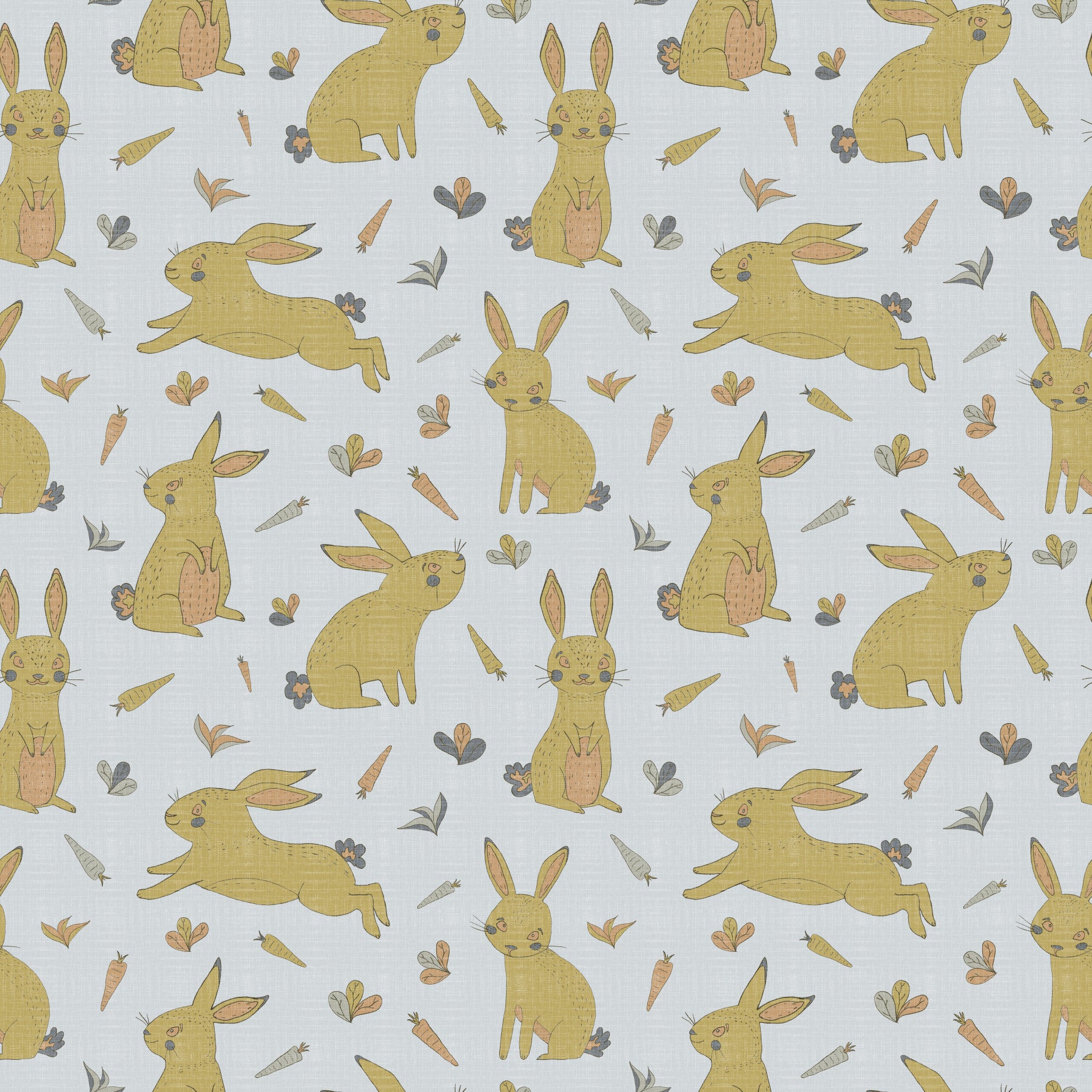 Bunnies and Rabbits Golden Gray Wallpaper