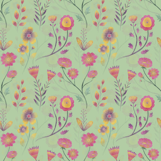 Luminous Floral Whispers Teal Wallpaper