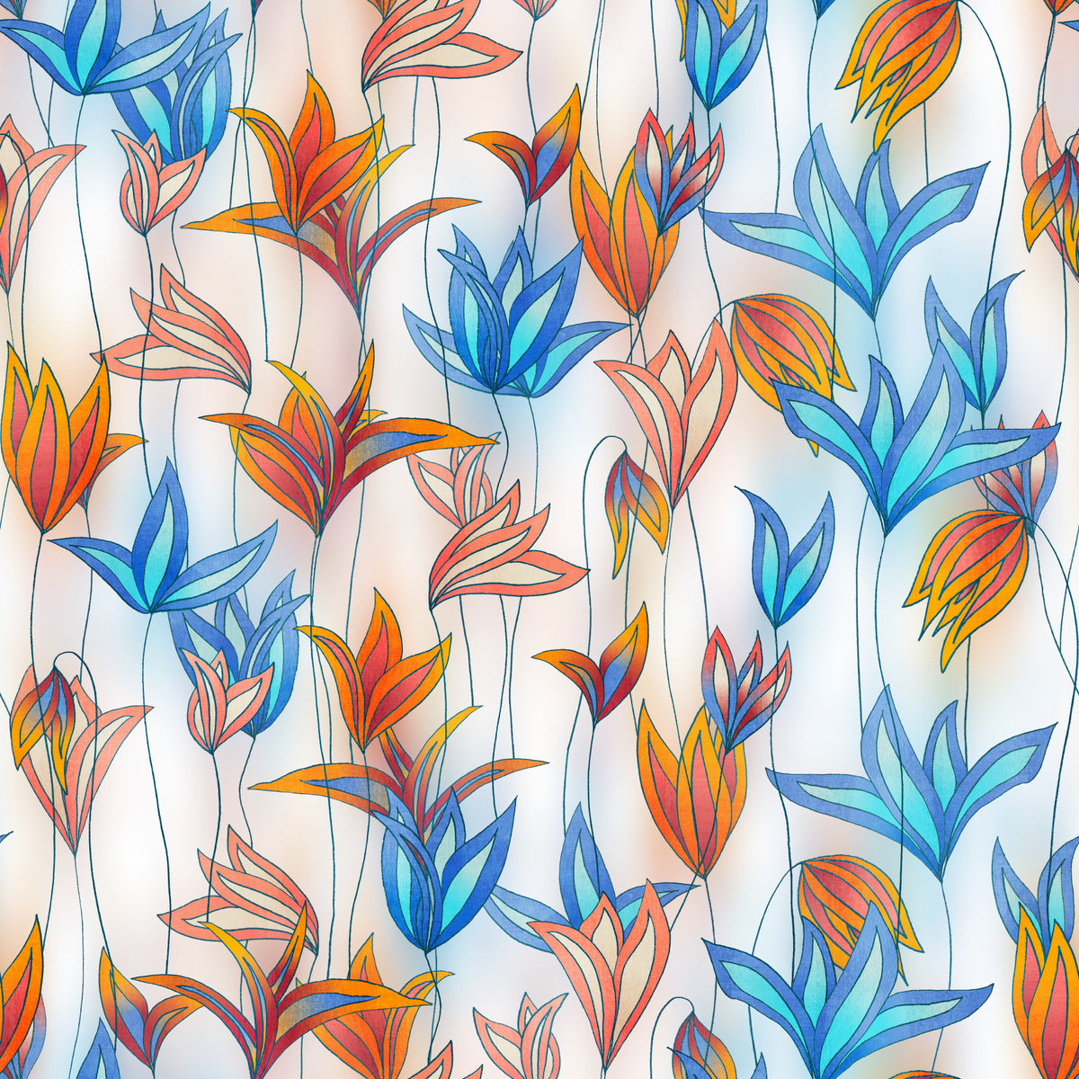 Big Bold Wildflowers White Wallpaper in your room
