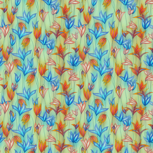 Big Bold Wildflowers Green Wallpaper