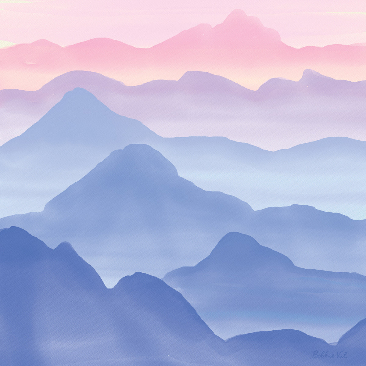 Watercolor Mountains in Pastel Colors Wall Mural in your room — zoomed