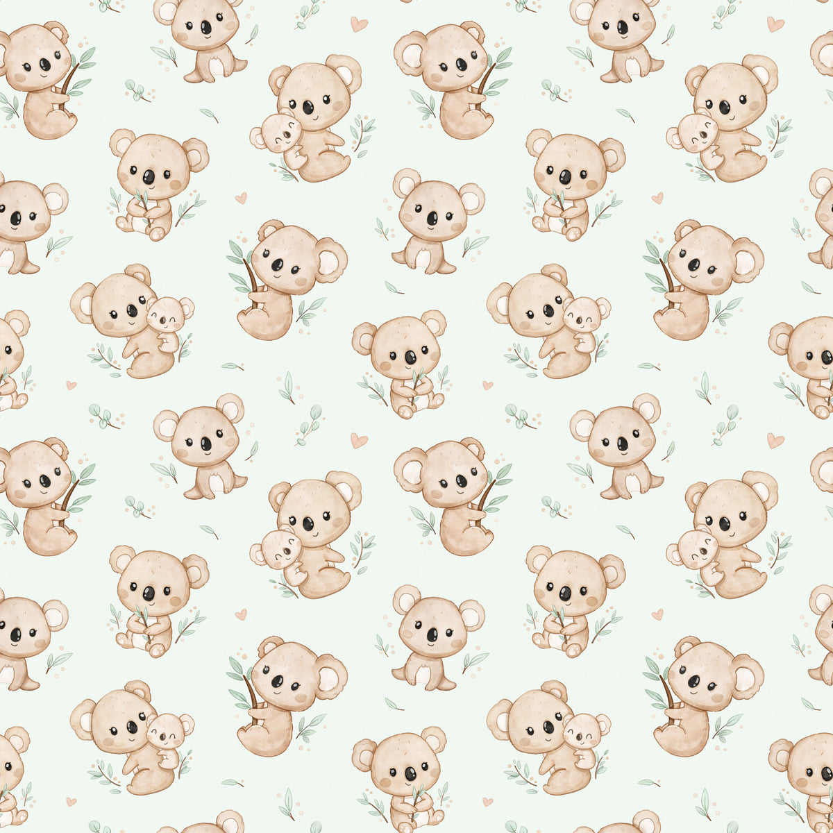 Koala Cuddles mint Wallpaper