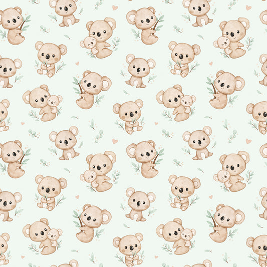Koala Cuddles mint Wallpaper