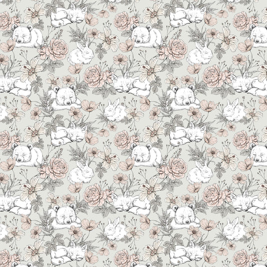 Sleeping Woodland Sage Green Wallpaper