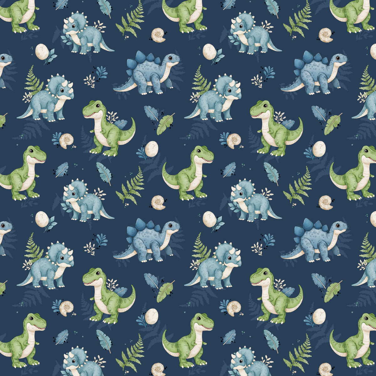 Dino Pals Navy Wallpaper