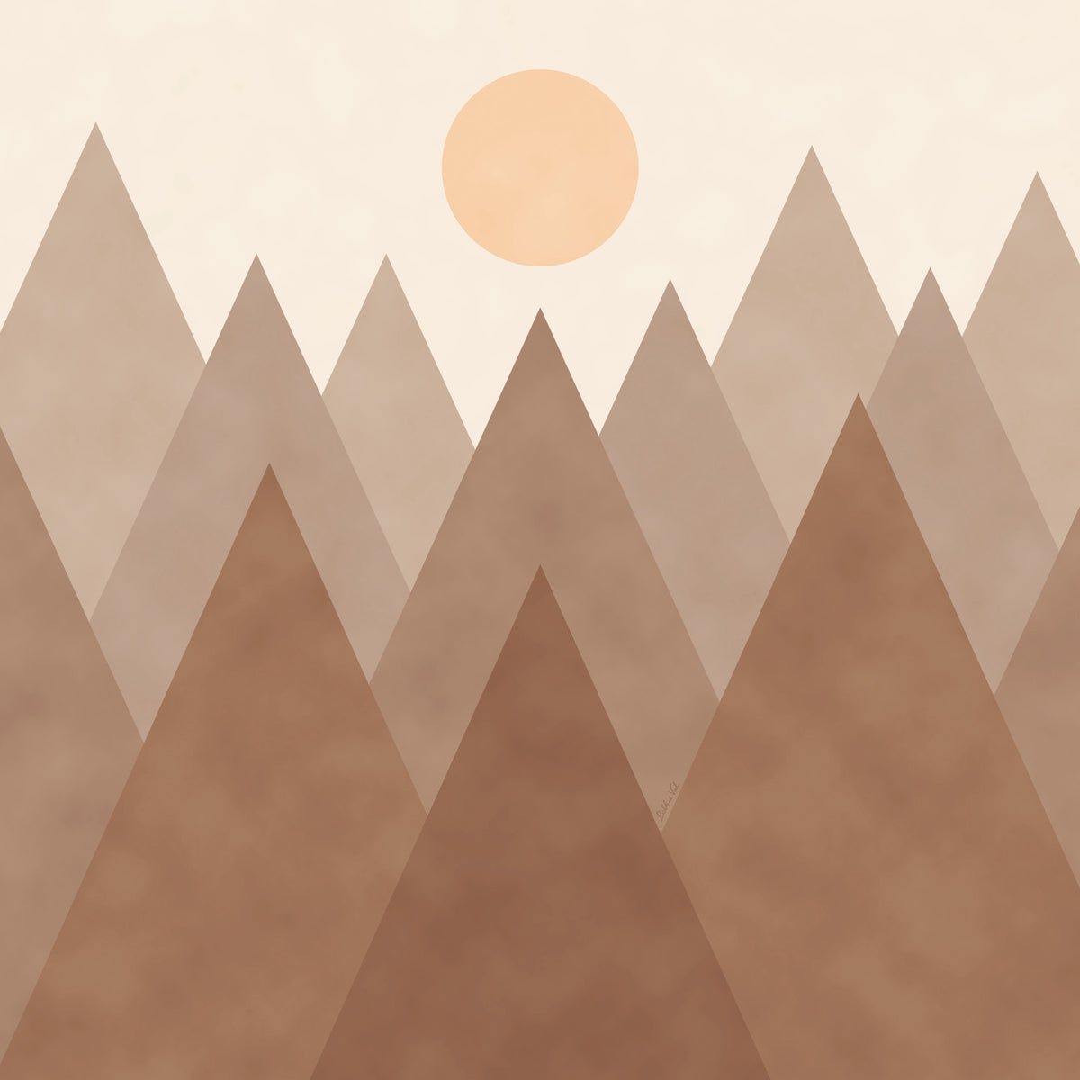 Natural Brown Geometric Mountains Wallpaper in your room — zoomed