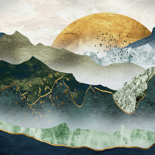 The Green Golden Mountains Sunset Wallpaper